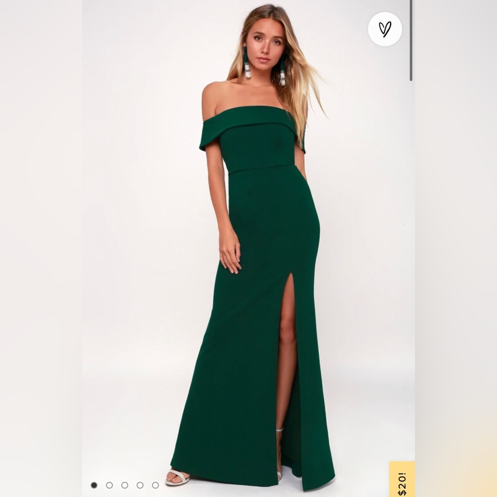Lulu Green Off the Shoulder Gown